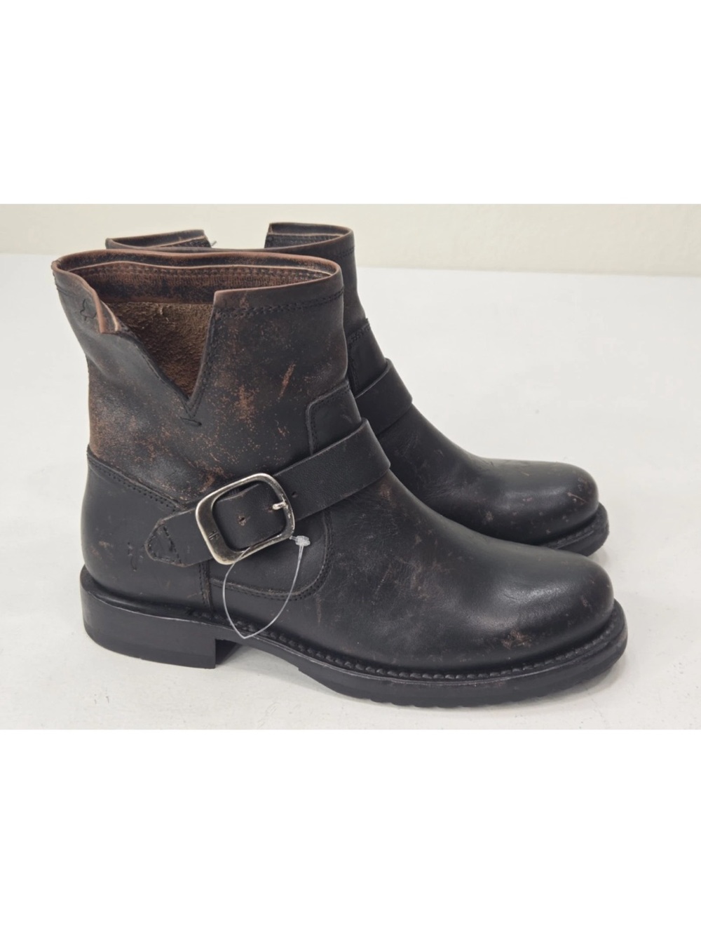 Frye Veronica Flex Distressed Buckle Riding Moto Engineer Boots Size 6.5B Womens